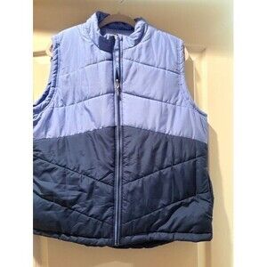 Pebble Beach Vest Full Zip Quilted Jacket Women's Extra Large Blue Sleeveless